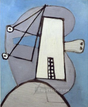 パブロ・ピカソ Painting - 青色の背景に頭図 1929 年キュビスト パブロ ピカソ